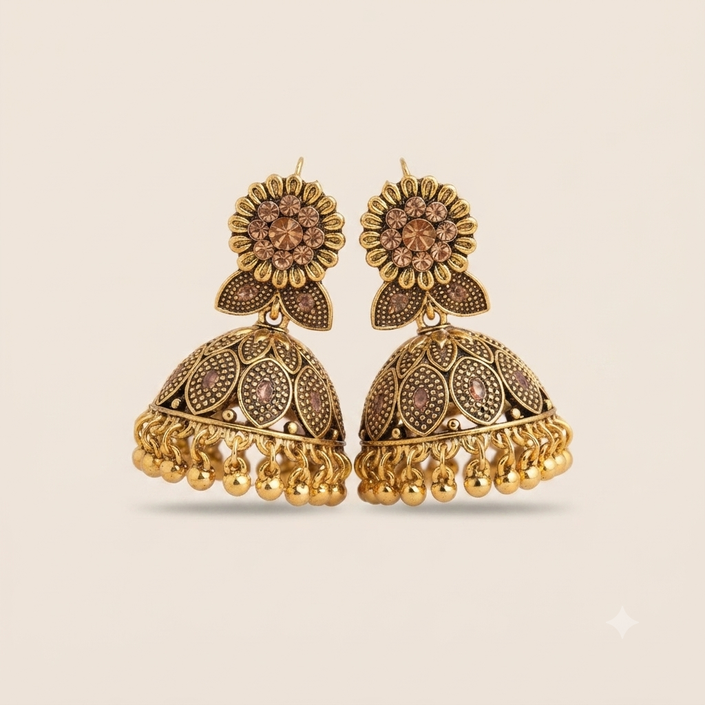 Golden Blossom Jhumkaas