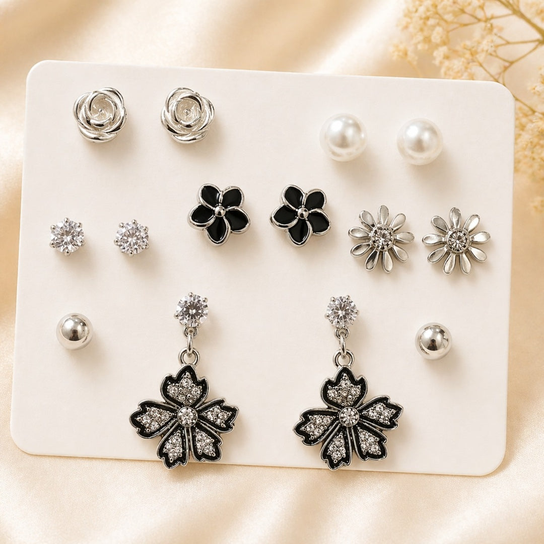 Noir Bloom Stud Sets