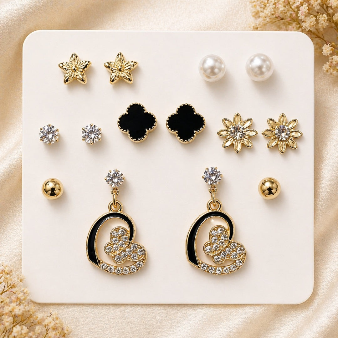 Noir Bloom Stud Sets