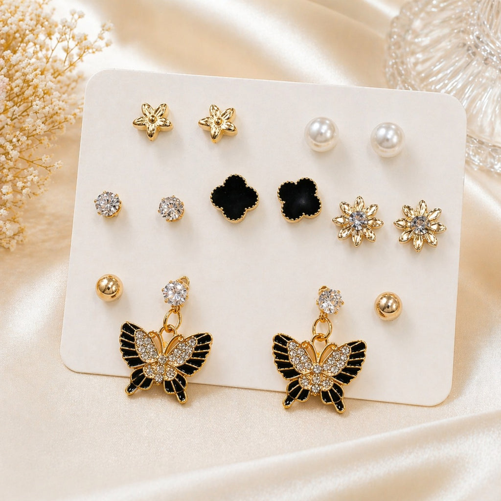Noir Bloom Stud Sets