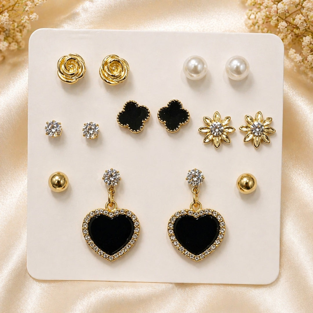 Noir Bloom Stud Sets