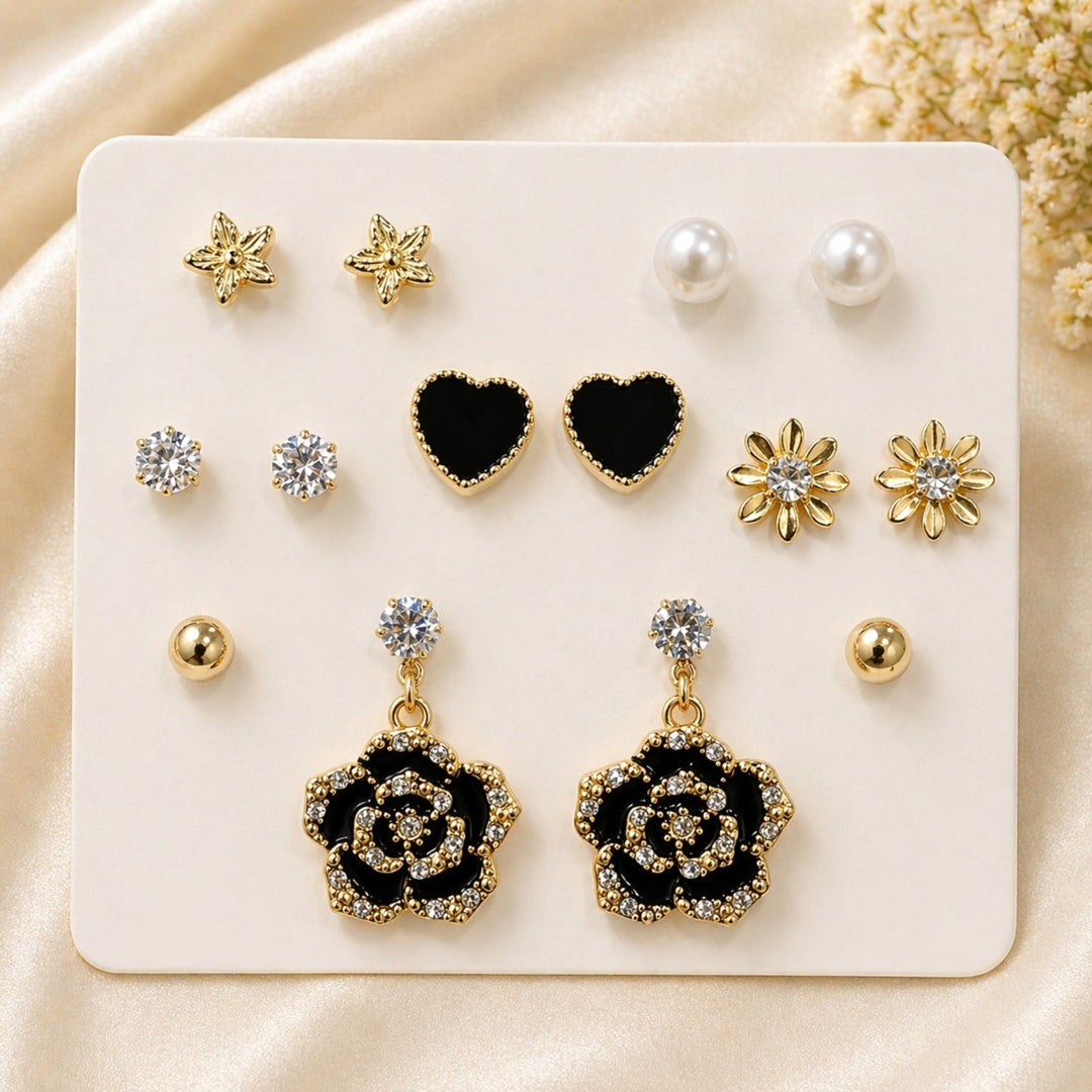 Noir Bloom Stud Sets