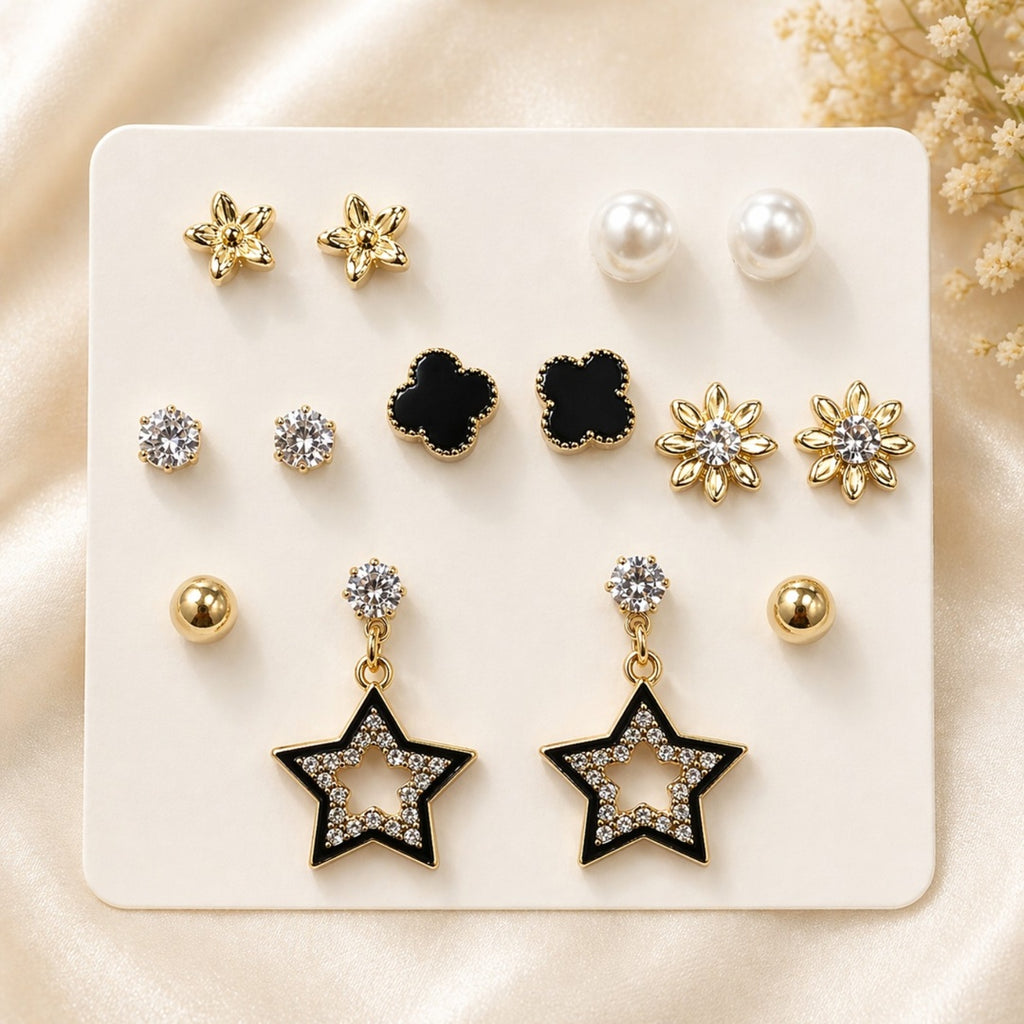 Noir Bloom Stud Sets