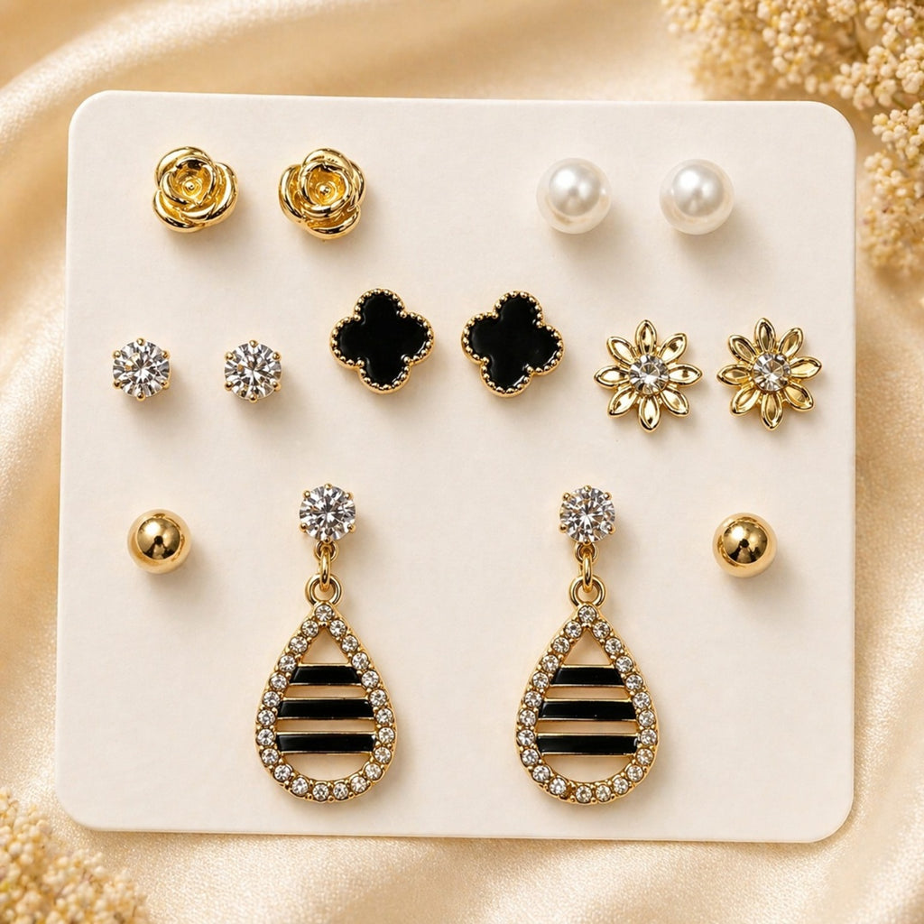 Noir Bloom Stud Sets