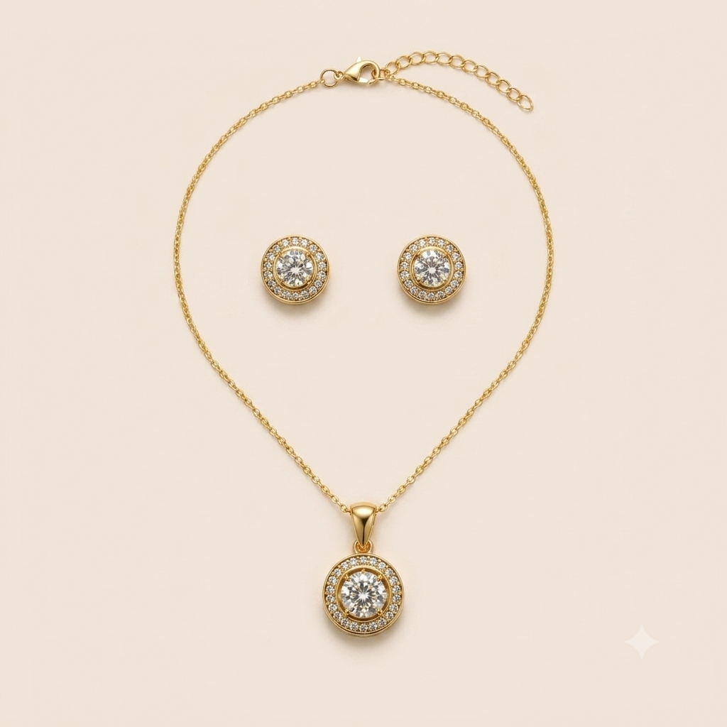Radiant Halo Jewelry Set