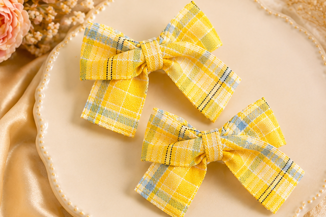 Blossom Check Bow